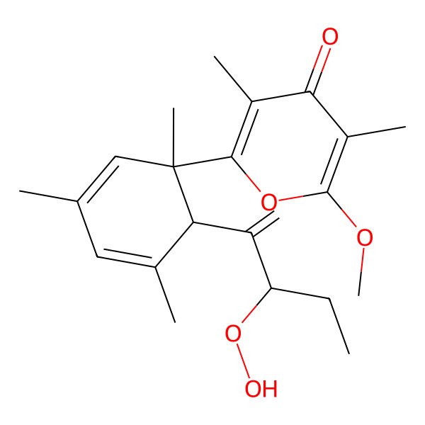 2D Structure of 2-[(1S,6S)-6-[(3R)-3-hydroperoxypent-1-en-2-yl]-1,3,5-trimethylcyclohexa-2,4-dien-1-yl]-6-methoxy-3,5-dimethylpyran-4-one