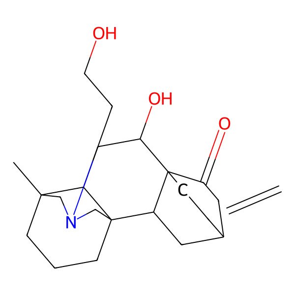 2D Structure of 8-Hydroxy-13-(2-hydroxyethyl)-11-methyl-19-methylidene-13-azapentacyclo[9.3.3.24,7.01,10.02,7]nonadecan-6-one