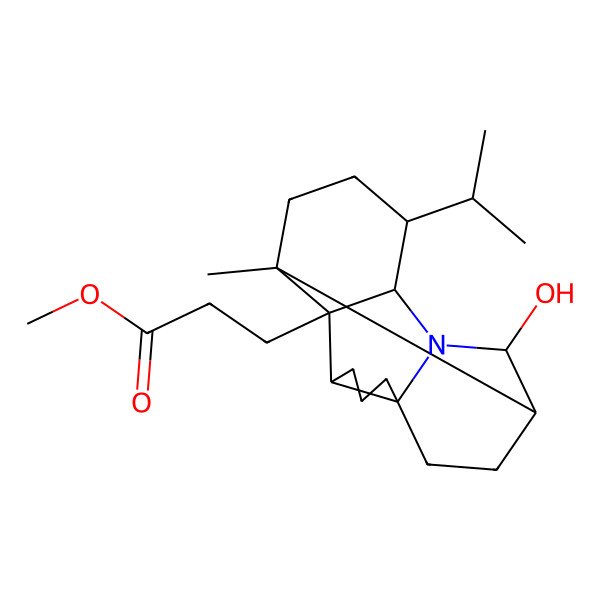 2D Structure of Methyl 3-(11-hydroxy-1-methyl-14-propan-2-yl-12-azapentacyclo[8.6.0.02,13.03,7.07,12]hexadecan-2-yl)propanoate