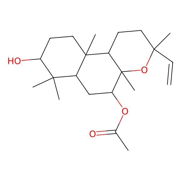2D Structure of [(3R,4aS,5R,6aS,8S,10aS,10bR)-3-ethenyl-8-hydroxy-3,4a,7,7,10a-pentamethyl-2,5,6,6a,8,9,10,10b-octahydro-1H-benzo[f]chromen-5-yl] acetate