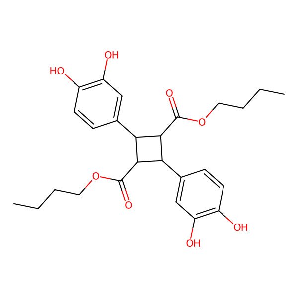 2D Structure of Dibutyl 2,4-bis(3,4-dihydroxyphenyl)cyclobutane-1,3-dicarboxylate