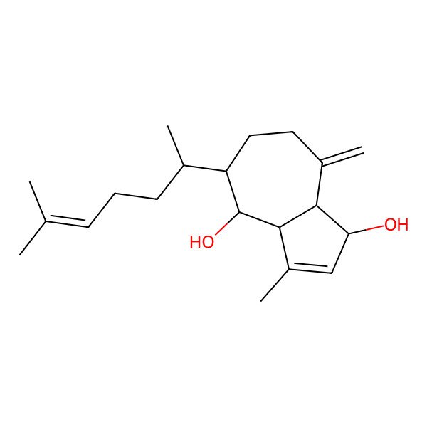 2D Structure of (1R,3aS,4R,5S,8aR)-3-methyl-5-[(2R)-6-methylhept-5-en-2-yl]-8-methylidene-3a,4,5,6,7,8a-hexahydro-1H-azulene-1,4-diol