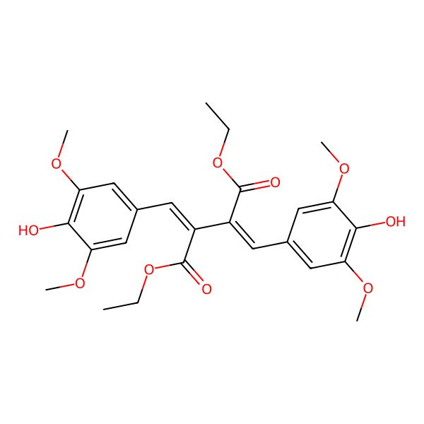 2D Structure of diethyl (2E,3E)-2,3-bis[(4-hydroxy-3,5-dimethoxyphenyl)methylidene]butanedioate