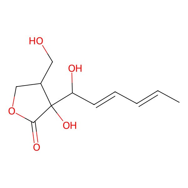 2D Structure of Dihydro-3-hydroxy-4-(hydroxymethyl)-3-(1-hydroxy-hexa-2,4-dien-1-yl)-2(3H)-furanone