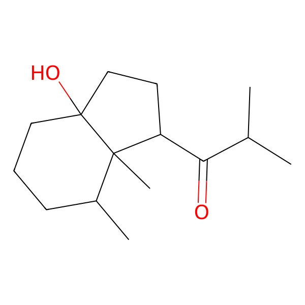2D Structure of 1-[(1S,3aR,7S,7aS)-3a-hydroxy-7,7a-dimethyl-2,3,4,5,6,7-hexahydro-1H-inden-1-yl]-2-methylpropan-1-one