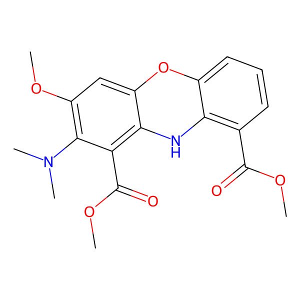 2D Structure of dimethyl 2-(dimethylamino)-3-methoxy-10H-phenoxazine-1,9-dicarboxylate