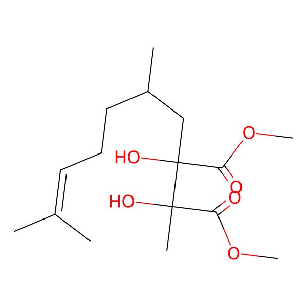 2D Structure of dimethyl (2R,3S)-2-[(2R)-2,6-dimethylhept-5-enyl]-2,3-dihydroxy-3-methylbutanedioate