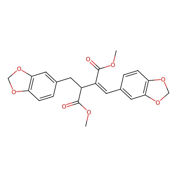 2D Structure of dimethyl (2S,3Z)-2-(1,3-benzodioxol-5-ylmethyl)-3-(1,3-benzodioxol-5-ylmethylidene)butanedioate 2D Structure of dimethyl (2S,3Z)-2-(1,3-benzodioxol-5-ylmethyl)-3-(1,3-benzodioxol-5-ylmethylidene)butanedioate