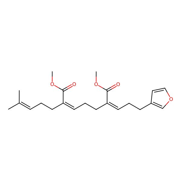 2D Structure of dimethyl (E,6E)-6-[3-(furan-3-yl)propylidene]-2-(4-methylpent-3-enyl)hept-2-enedioate