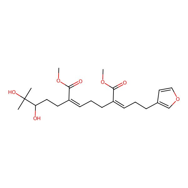 2D Structure of dimethyl (Z,6E)-2-[(3R)-3,4-dihydroxy-4-methylpentyl]-6-[3-(furan-3-yl)propylidene]hept-2-enedioate
