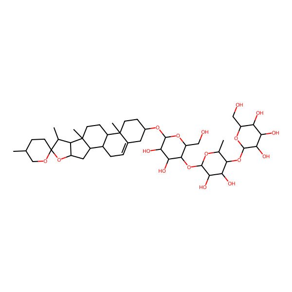 2D Structure of Diosgenin 3-[glucosyl-(1->4)-rhamnosyl-(1->4)-glucoside]