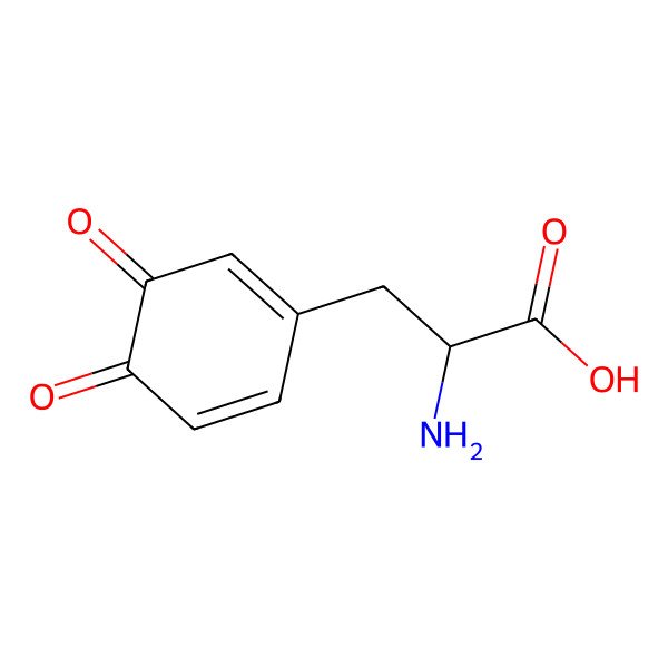 2D Structure of (alphaS)-alpha-Amino-3,4-dioxo-1,5-cyclohexadiene-1-propanoic acid