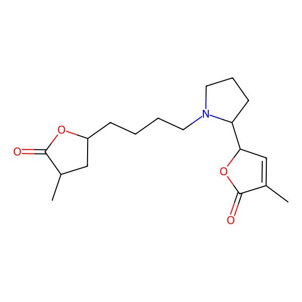 2D Structure of (2R)-4-methyl-2-[(2R)-1-[4-[(2R,4R)-4-methyl-5-oxooxolan-2-yl]butyl]pyrrolidin-2-yl]-2H-furan-5-one