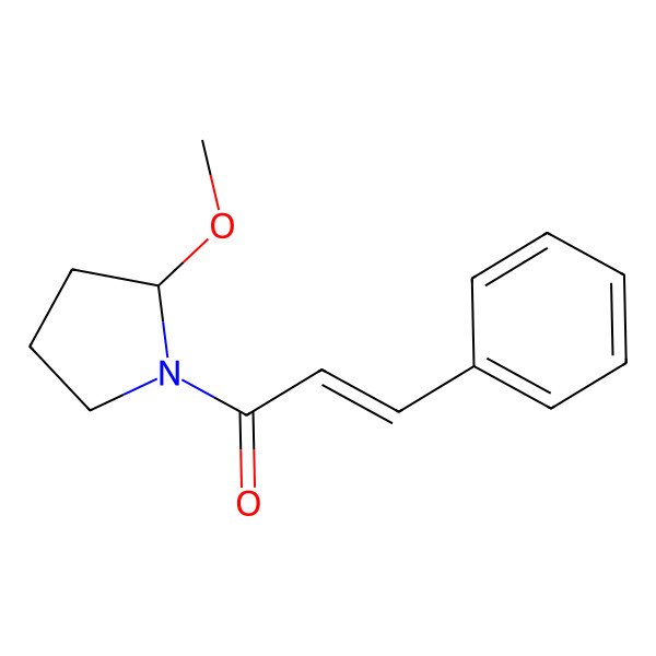 2D Structure of (E)-1-[(2S)-2-methoxypyrrolidin-1-yl]-3-phenylprop-2-en-1-one