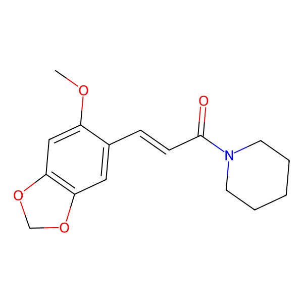 2D Structure of (e)-1-[3-(6-Methoxy-1,3-benzodioxol-5-yl)-1-oxo-2-propenyl]-piperidine