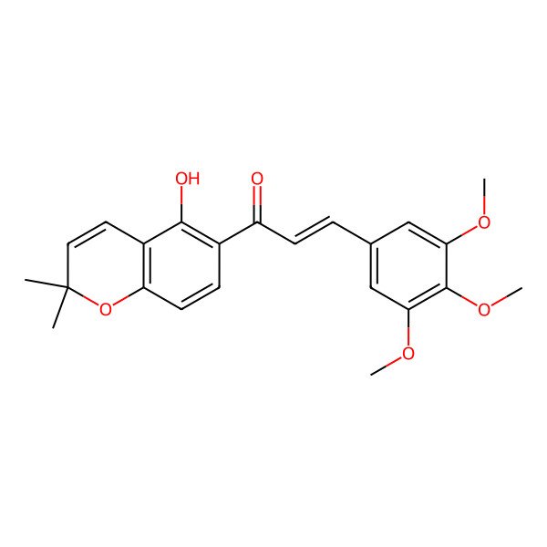 2D Structure of (E)-1-(5-hydroxy-2,2-dimethylchromen-6-yl)-3-(3,4,5-trimethoxyphenyl)prop-2-en-1-one