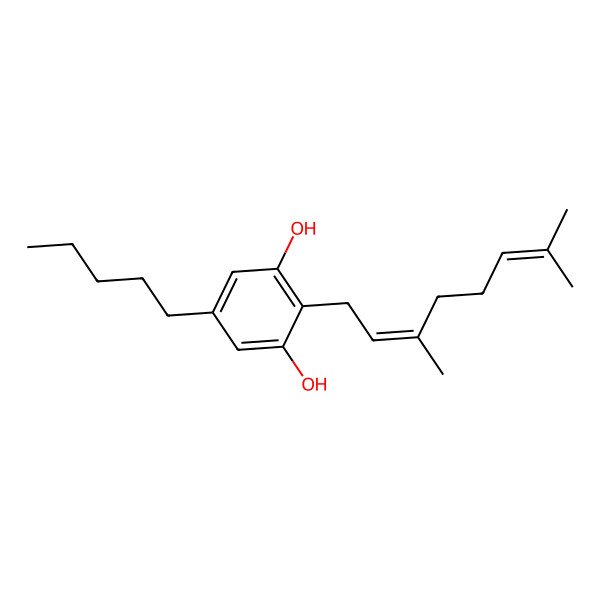2D Structure of (E)-2-(3,7-dimethylocta-2,6-dien-1-yl)-5-pentylbenzene-1,3-diol 2D Structure of (E)-2-(3,7-dimethylocta-2,6-dien-1-yl)-5-pentylbenzene-1,3-diol