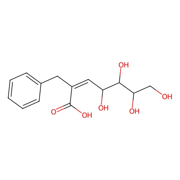 2D Structure of (E)-2-benzyl-4,5,6,7-tetrahydroxyhept-2-enoic acid