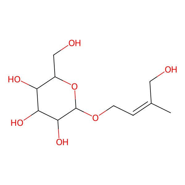 2D Structure of (e)-2-methyl-2-butene-1,4-diol 4-O-beta-d-glucopyranoside