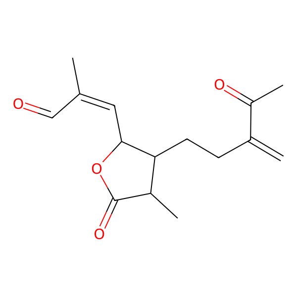 2D Structure of (E)-2-methyl-3-[(2S,3S,4S)-4-methyl-3-(3-methylidene-4-oxopentyl)-5-oxooxolan-2-yl]prop-2-enal