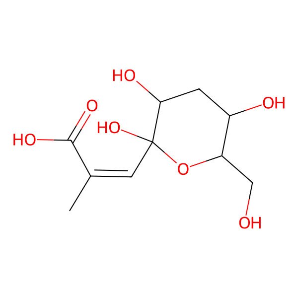 2D Structure of (E)-2-methyl-3-[(2S,3S,5R,6S)-2,3,5-trihydroxy-6-(hydroxymethyl)oxan-2-yl]prop-2-enoic acid