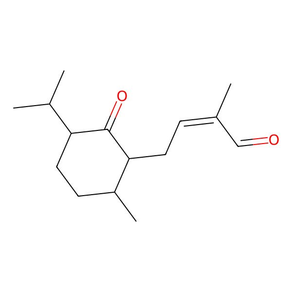2D Structure of (E)-2-methyl-4-[(1S,3S,6R)-6-methyl-2-oxo-3-propan-2-ylcyclohexyl]but-2-enal