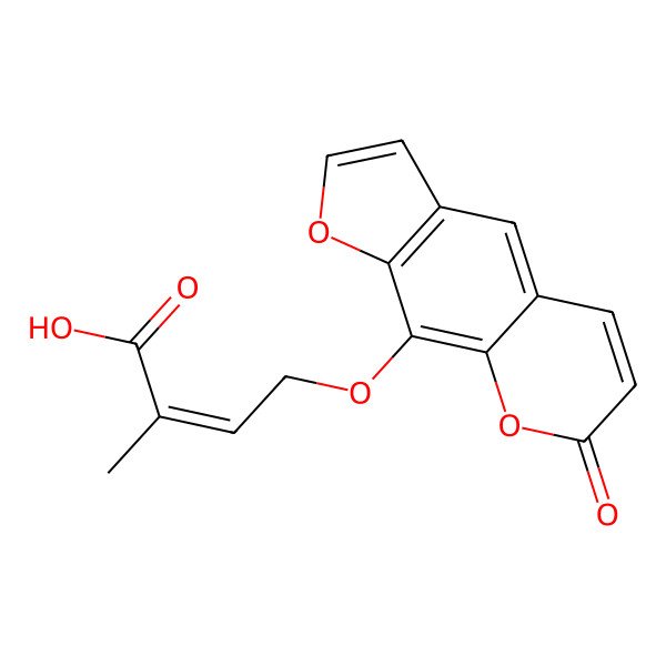 2D Structure of (E)-2-methyl-4-(7-oxofuro[3,2-g]chromen-9-yl)oxybut-2-enoic acid