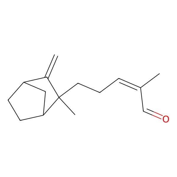 2D Structure of (E)-2-methyl-5-[(1R,2R,4S)-2-methyl-3-methylidene-2-bicyclo[2.2.1]heptanyl]pent-2-enal