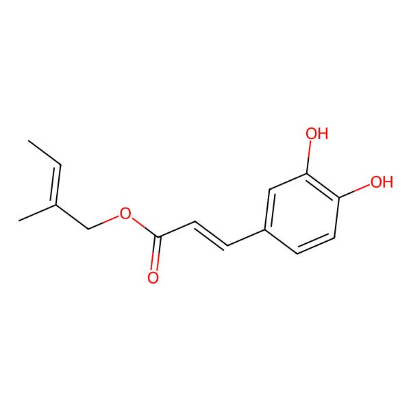 2D Structure of [(E)-2-methylbut-2-enyl] (E)-3-(3,4-dihydroxyphenyl)prop-2-enoate