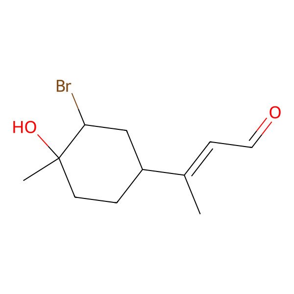 2D Structure of (E)-3-[(1S,3S,4R)-3-bromo-4-hydroxy-4-methylcyclohexyl]but-2-enal