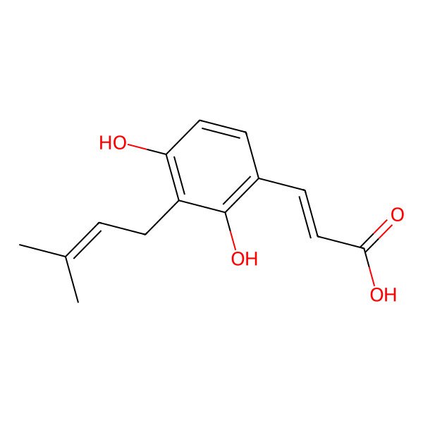 2D Structure of (E)-3-[2,4-dihydroxy-3-(3-methylbut-2-enyl)phenyl]prop-2-enoic acid