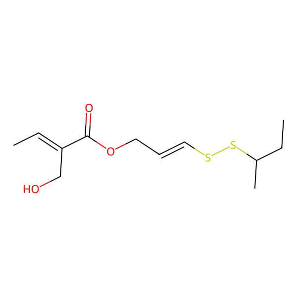 2D Structure of [(E)-3-[[(2R)-butan-2-yl]disulfanyl]prop-2-enyl] (E)-2-(hydroxymethyl)but-2-enoate