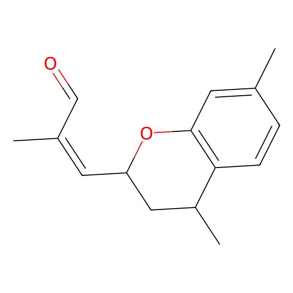 2D Structure of (E)-3-[(2S,4R)-4,7-dimethyl-3,4-dihydro-2H-chromen-2-yl]-2-methylprop-2-enal