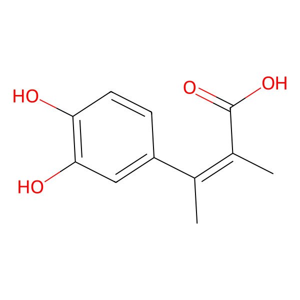 2D Structure of (E)-3-(3,4-dihydroxyphenyl)-2-methylbut-2-enoic acid