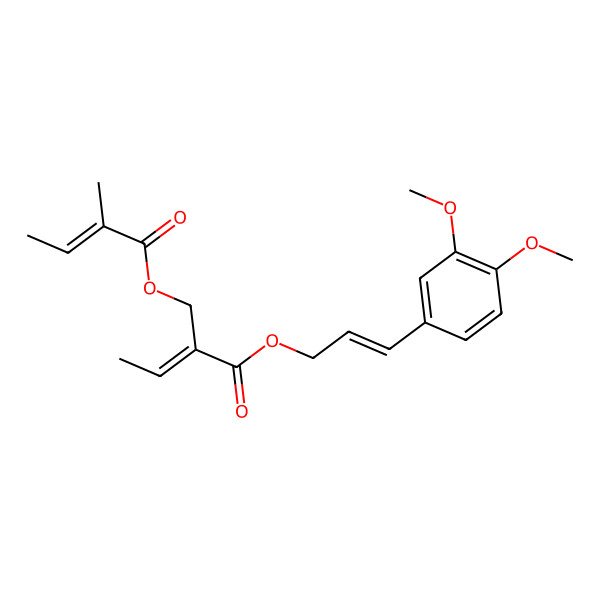2D Structure of [(E)-3-(3,4-dimethoxyphenyl)prop-2-enyl] (Z)-2-[[(E)-2-methylbut-2-enoyl]oxymethyl]but-2-enoate