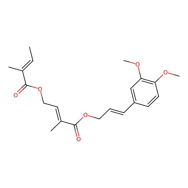 2D Structure of [(E)-3-(3,4-dimethoxyphenyl)prop-2-enyl] (Z)-2-methyl-4-[(Z)-2-methylbut-2-enoyl]oxybut-2-enoate