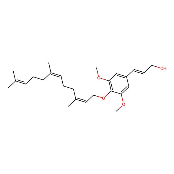 2D Structure of (E)-3-[3,5-dimethoxy-4-[(2E,6E)-3,7,11-trimethyldodeca-2,6,10-trienoxy]phenyl]prop-2-en-1-ol