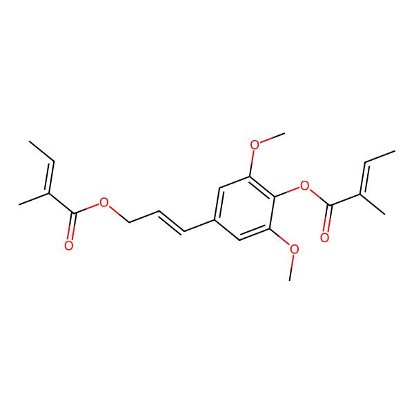 2D Structure of [(E)-3-[3,5-dimethoxy-4-[(Z)-2-methylbut-2-enoyl]oxyphenyl]prop-2-enyl] (Z)-2-methylbut-2-enoate