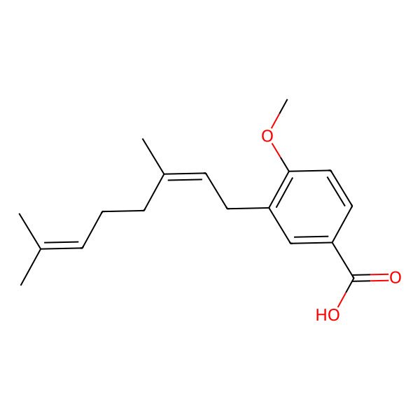 2D Structure of (E)-3-(3,7-dimethyl-2,6-octadien-1-yl)-4-methoxybenzoic acid