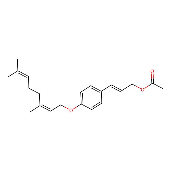 2D Structure of [(E)-3-[4-[(2E)-3,7-dimethylocta-2,6-dienoxy]phenyl]prop-2-enyl] acetate