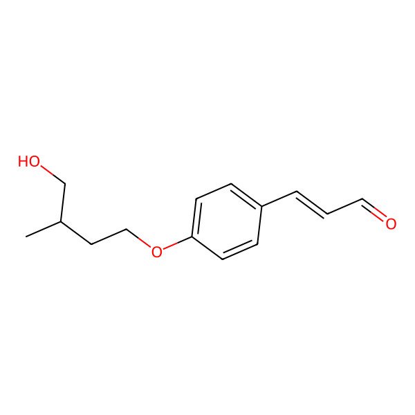 2D Structure of (E)-3-[4-[(3S)-4-hydroxy-3-methylbutoxy]phenyl]prop-2-enal
