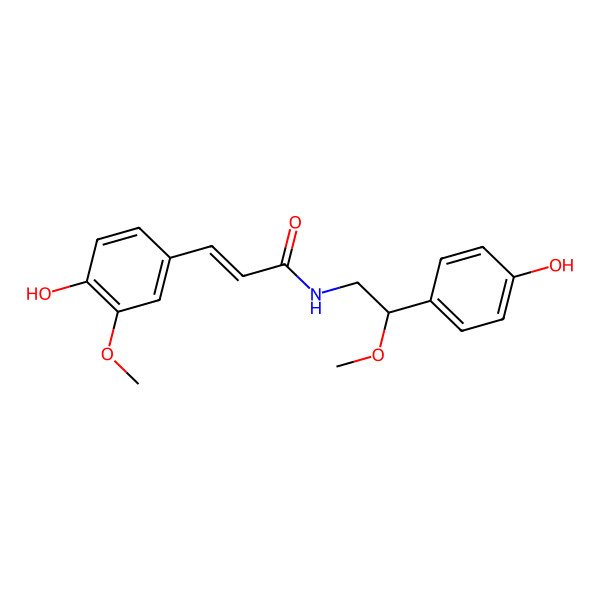 2D Structure of (E)-3-(4-hydroxy-3-methoxyphenyl)-N-[(2R)-2-(4-hydroxyphenyl)-2-methoxyethyl]prop-2-enamide
