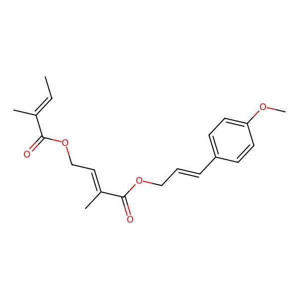 2D Structure of [(E)-3-(4-methoxyphenyl)prop-2-enyl] (Z)-2-methyl-4-[(Z)-2-methylbut-2-enoyl]oxybut-2-enoate