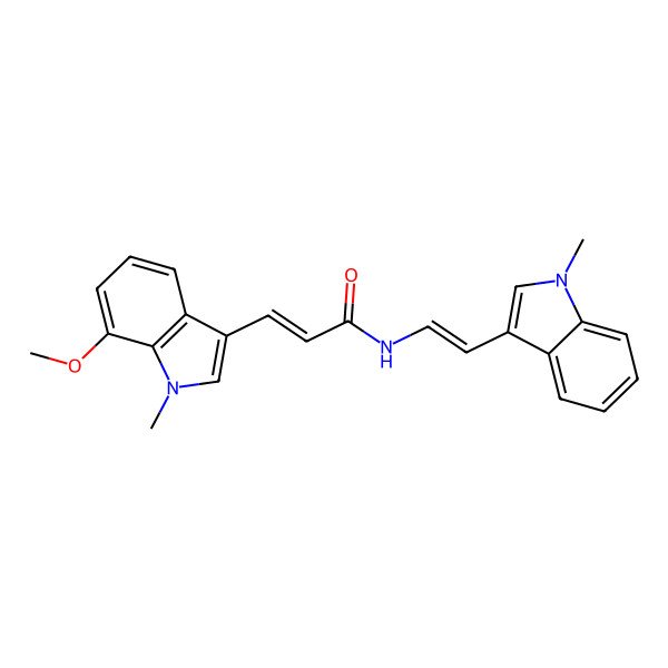 2D Structure of (E)-3-(7-methoxy-1-methylindol-3-yl)-N-[(E)-2-(1-methylindol-3-yl)ethenyl]prop-2-enamide