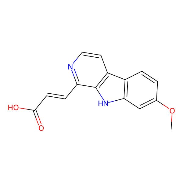 2D Structure of (E)-3-(7-methoxy-9H-pyrido[3,4-b]indol-1-yl)prop-2-enoic acid