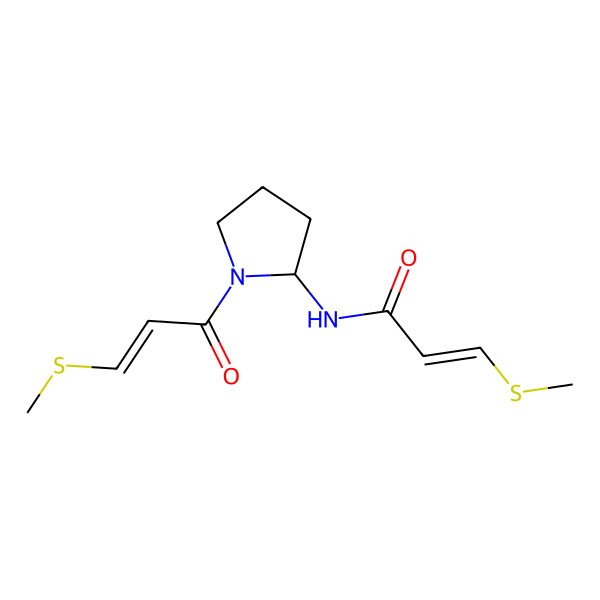 2D Structure of (E)-3-methylsulfanyl-N-[(2R)-1-[(E)-3-methylsulfanylprop-2-enoyl]pyrrolidin-2-yl]prop-2-enamide