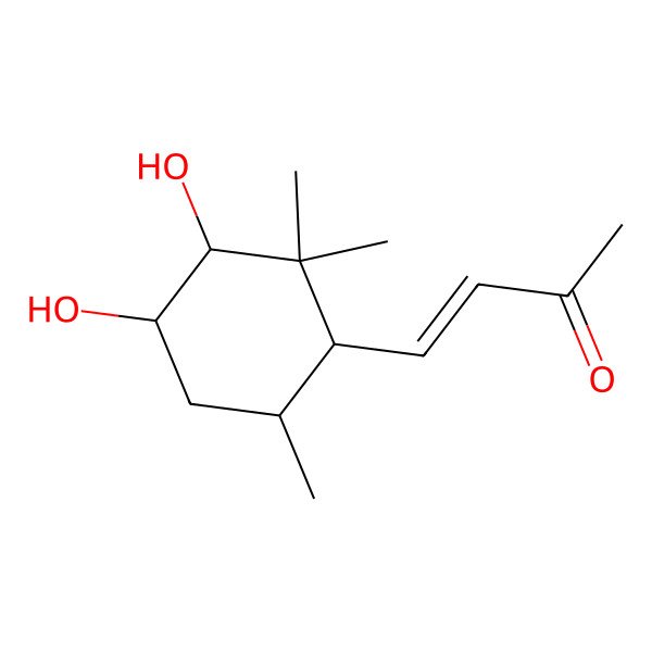 2D Structure of (E)-4-[(1R,3S,4S,6R)-3,4-dihydroxy-2,2,6-trimethylcyclohexyl]but-3-en-2-one