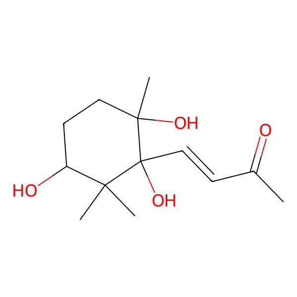 2D Structure of (E)-4-[(1R,3S,6R)-1,3,6-trihydroxy-2,2,6-trimethylcyclohexyl]but-3-en-2-one