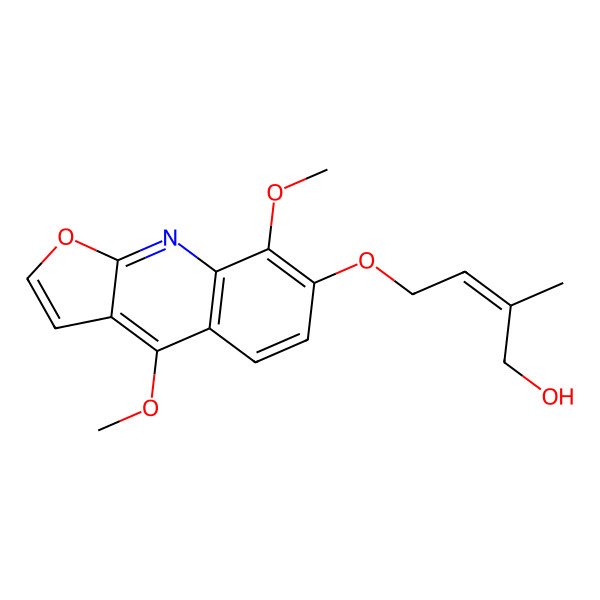 2D Structure of (E)-4-(4,8-dimethoxyfuro[2,3-b]quinolin-7-yl)oxy-2-methylbut-2-en-1-ol