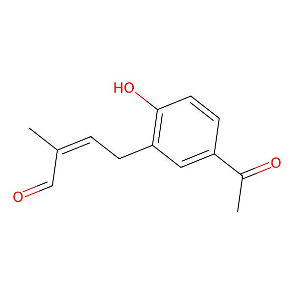 2D Structure of (E)-4-(5-acetyl-2-hydroxyphenyl)-2-methylbut-2-enal